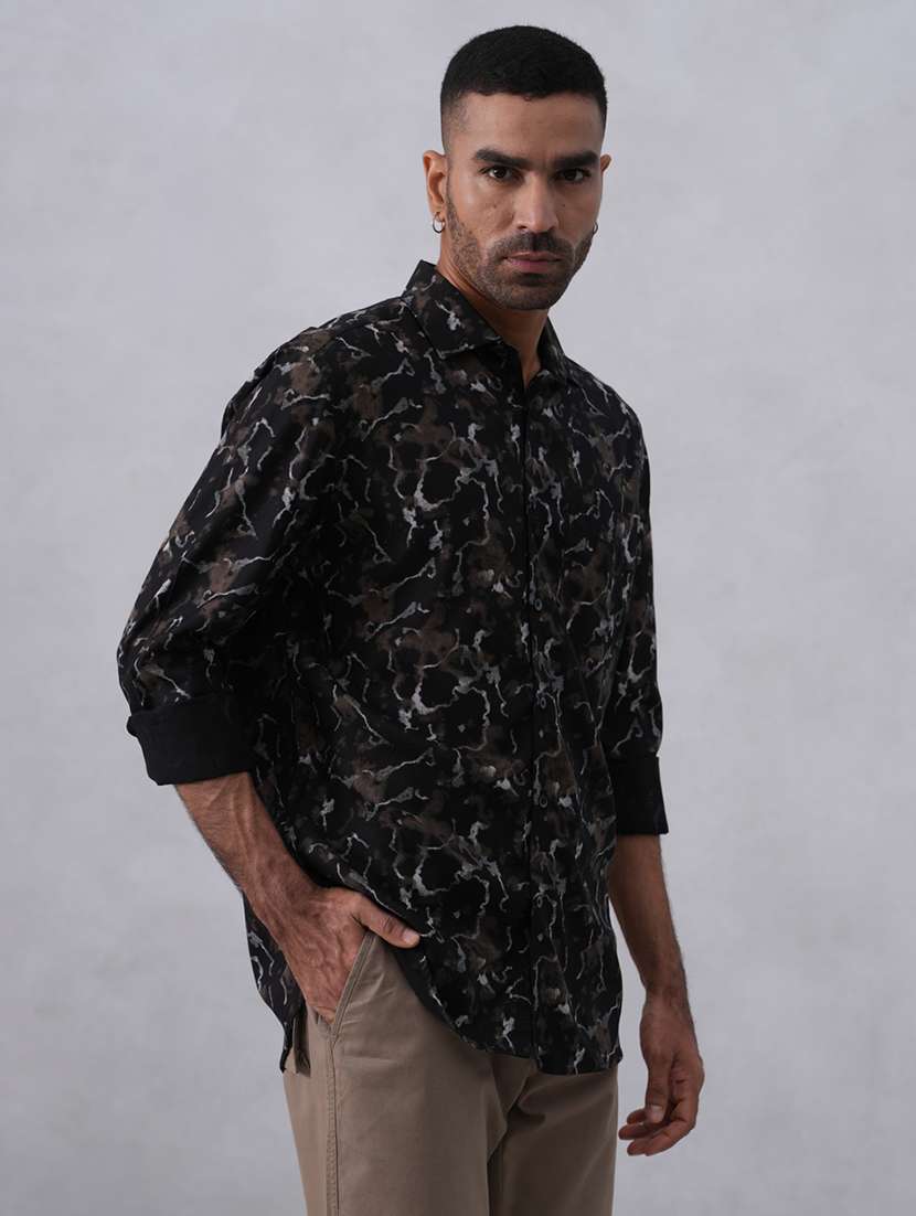 men printed long sleeve regular fit casual shirt - 22074533 - Standard Image - 1