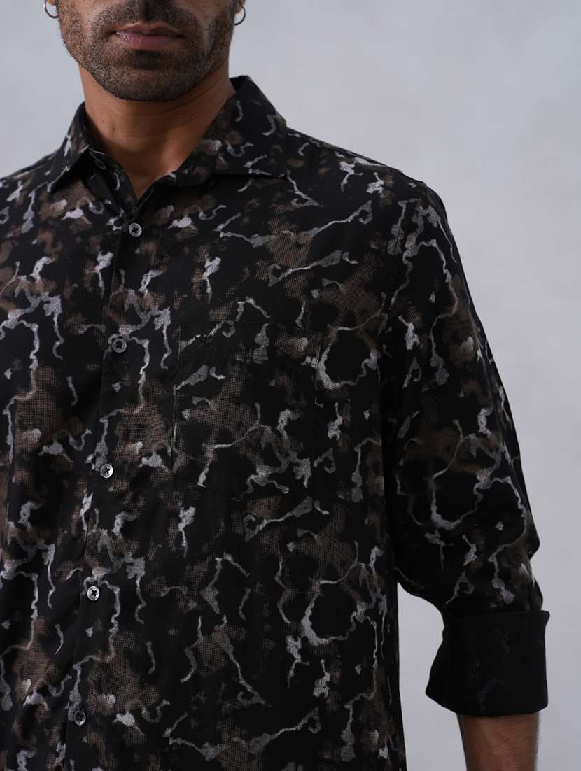 men printed long sleeve regular fit casual shirt - 22074533 - Standard Image - 4