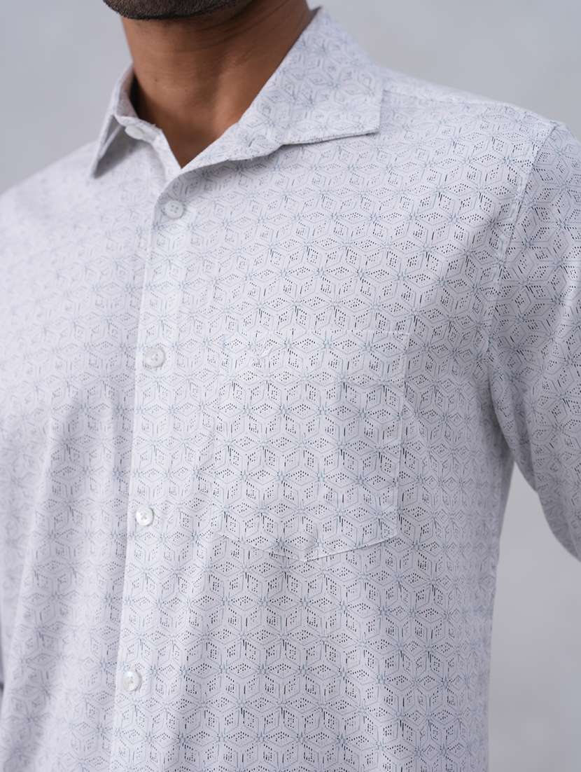 men printed long sleeve regular fit casual shirt - 22074534 - Standard Image - 4