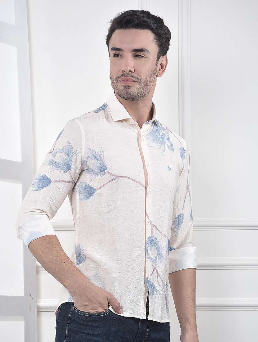men floral printed long sleeve regular fit casual shirt - 22074536 -  Standard Image - 1
