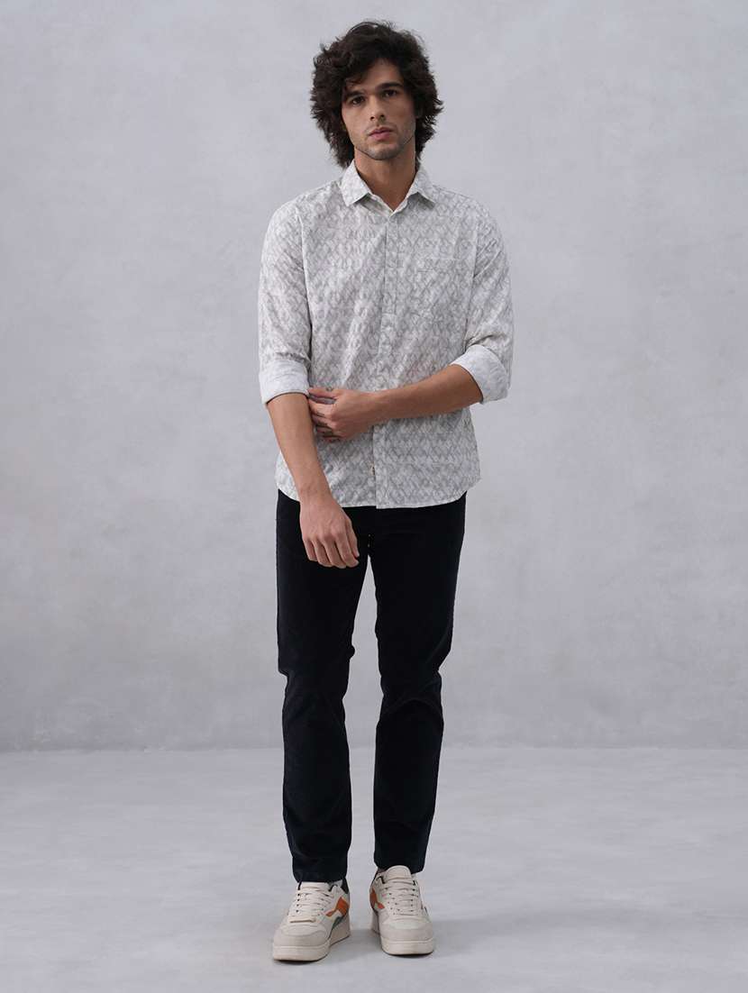 men printed long sleeve slim fit casual shirt - 22074561 -  Standard Image - 4