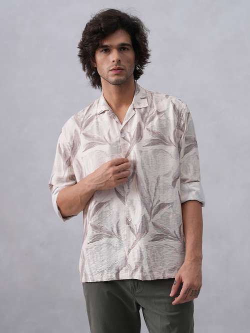 men printed long sleeve regular fit casual shirt - 22074576 - Standard Image - 0