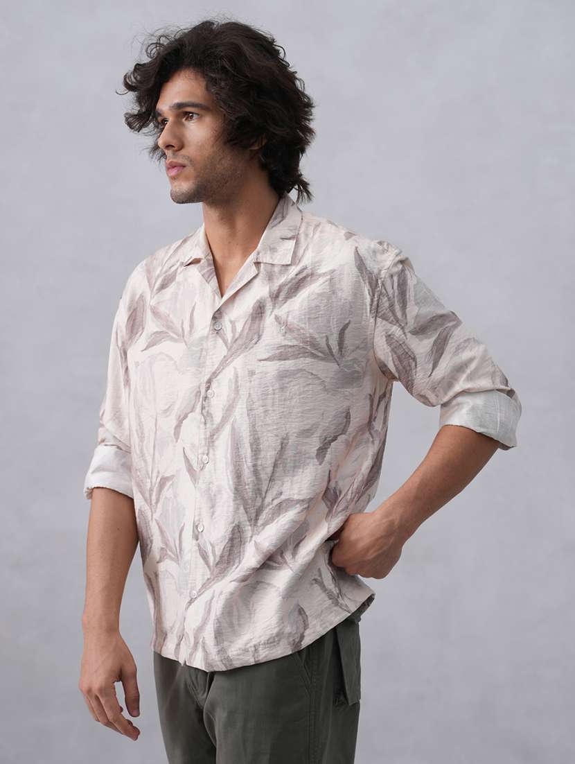 men printed long sleeve regular fit casual shirt - 22074576 - Standard Image - 1