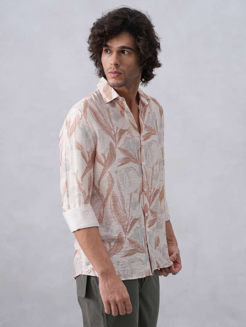 men printed long sleeve regular fit casual shirt - 22074577 - Standard Image - 1