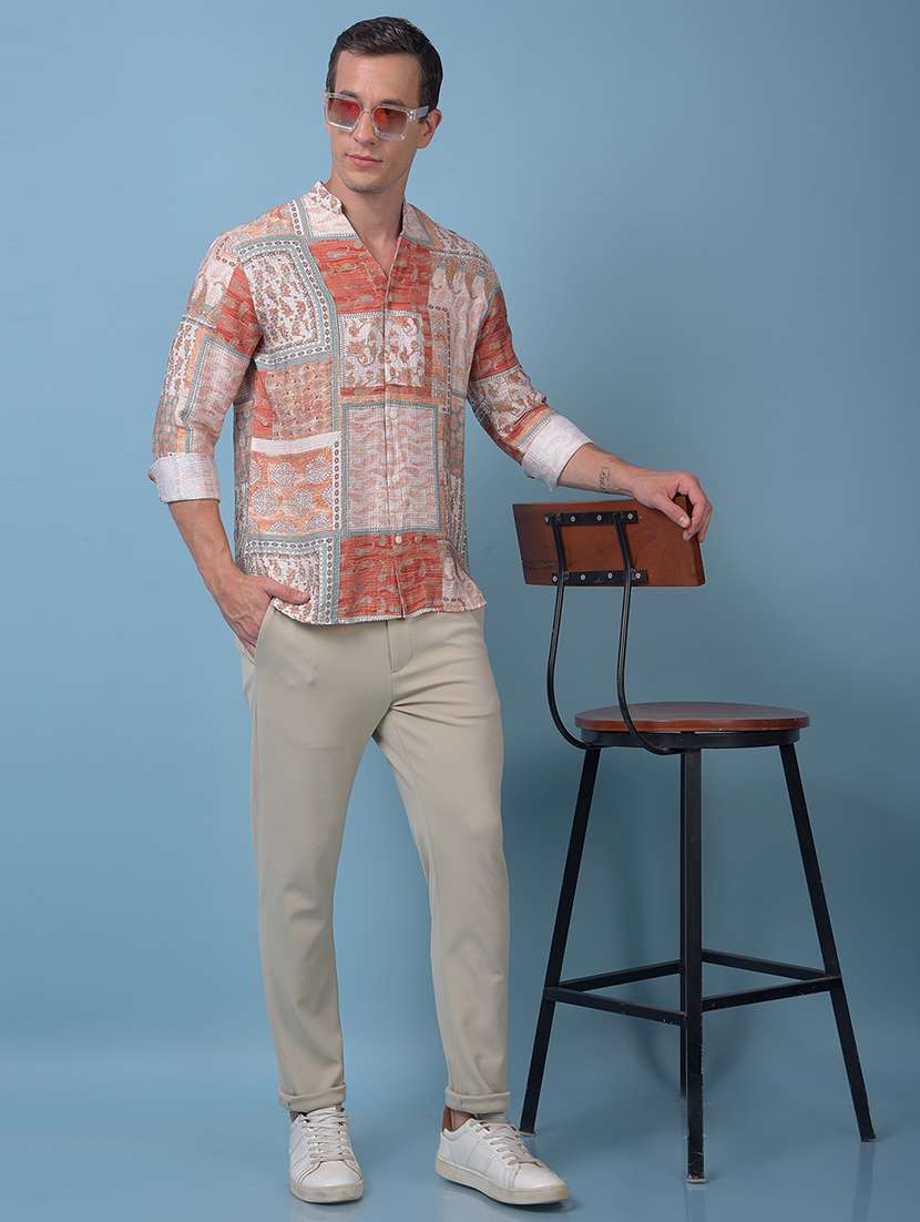 men solid mid rise flat front casual chinos  - 22074583 -  Standard Image - 4