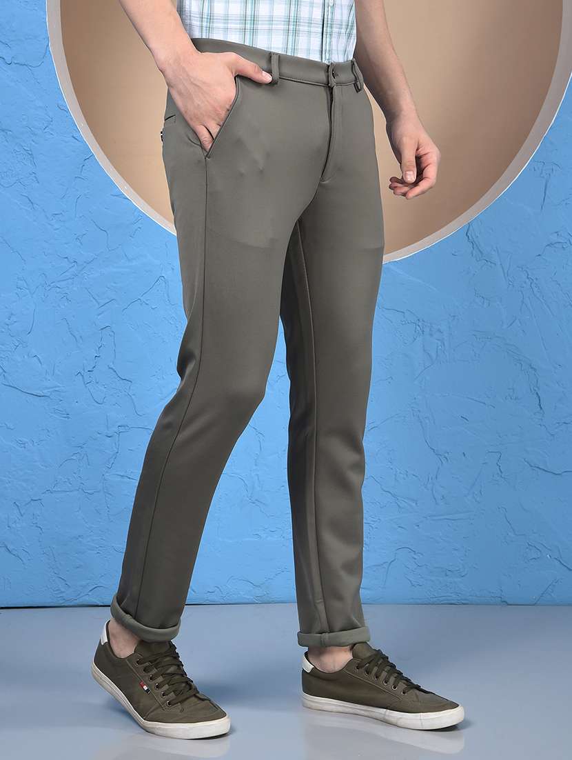 men solid mid rise flat front casual chinos  - 22074587 -  Standard Image - 1