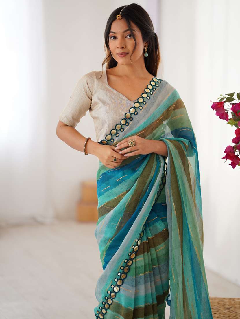 women printed casual wear saree with blouse - 22074622 -  Standard Image - 1