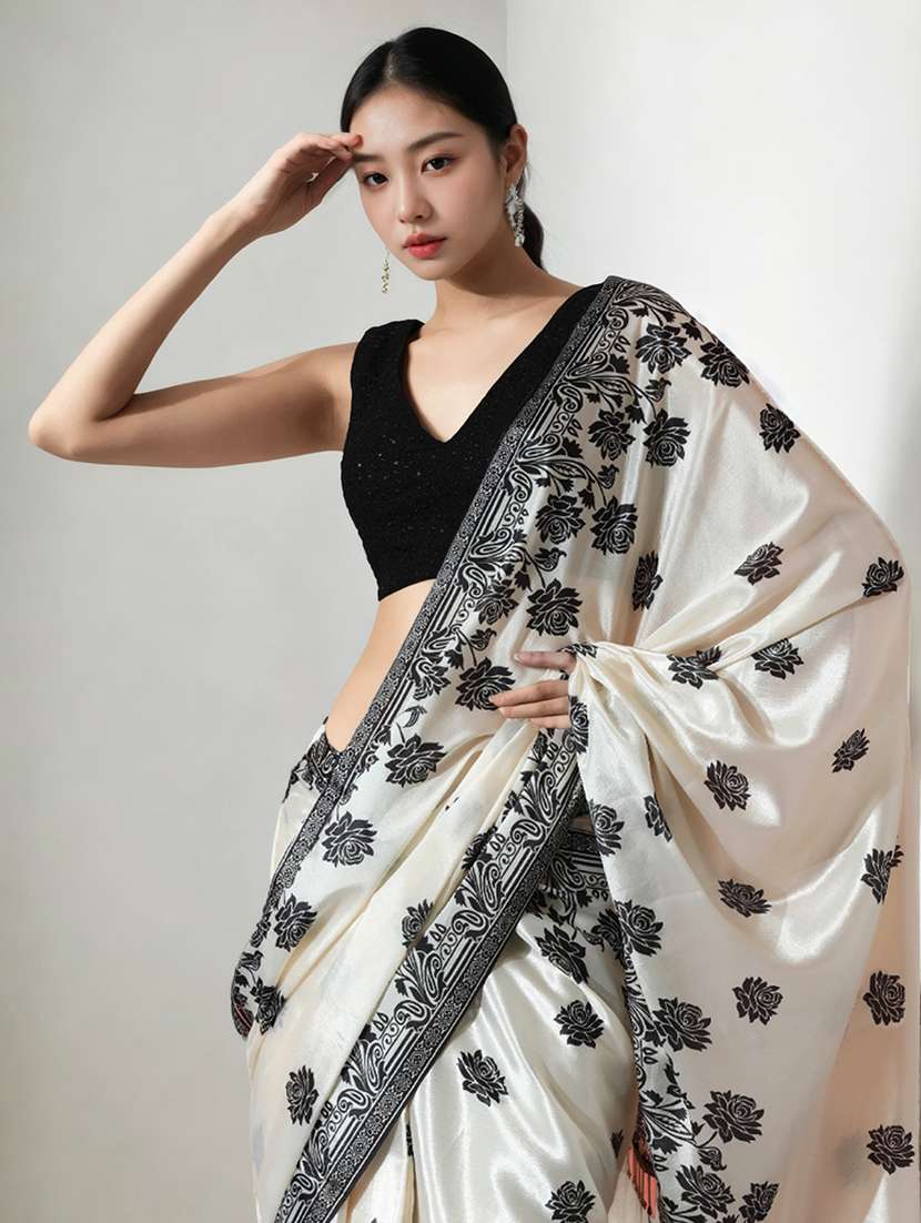 women floral printed ready to wear saree with blouse - 22074642 -  Standard Image - 1