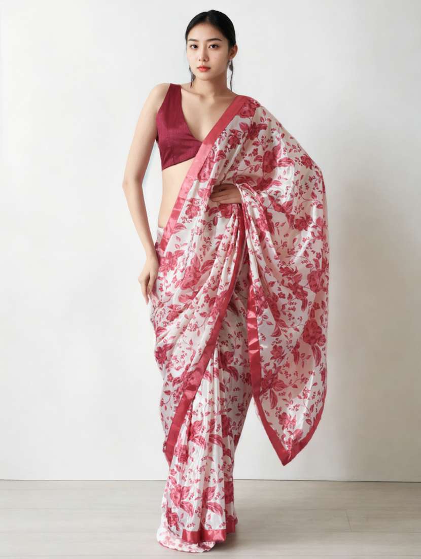 women floral printed ready to wear saree with blouse - 22074644 - Zoom Image - 0