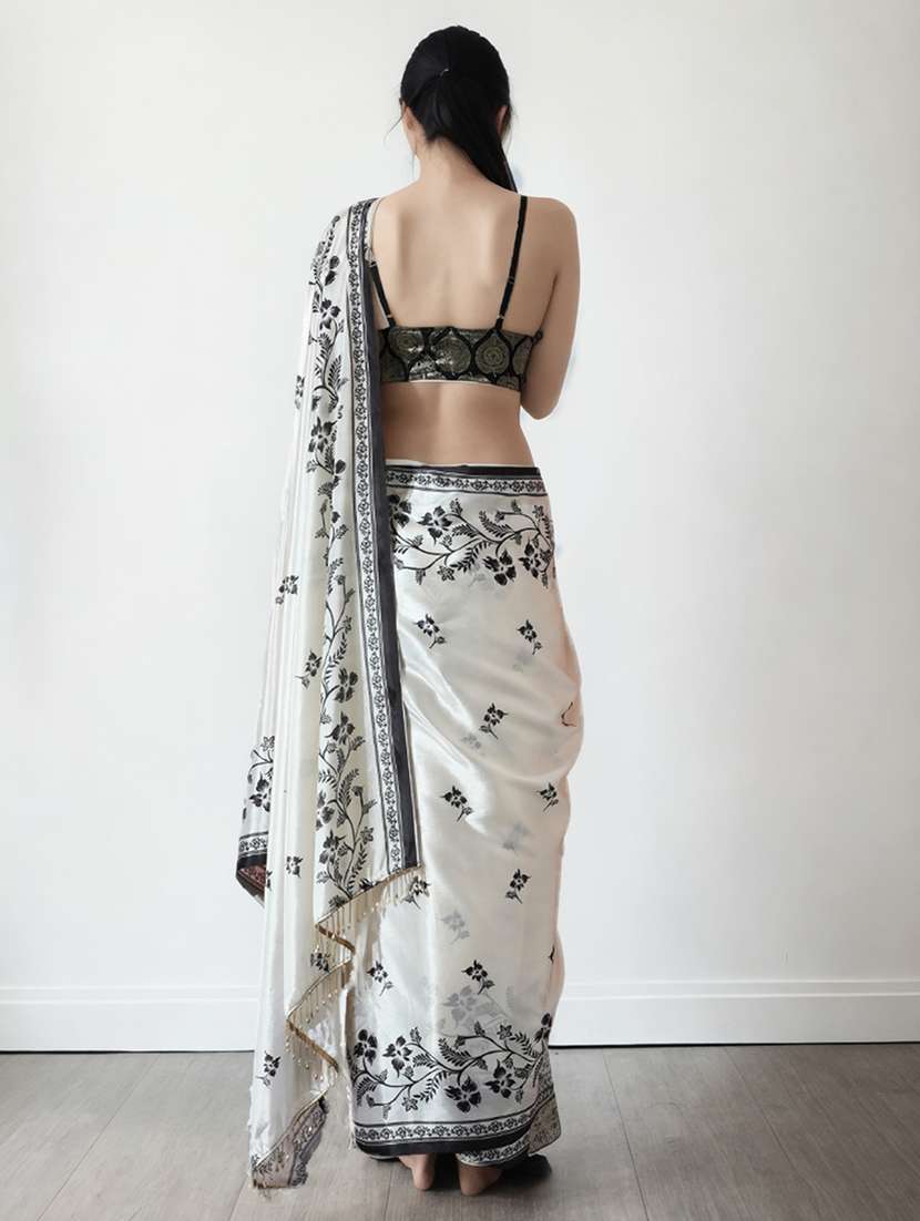 women floral printed ready to wear sareev with blouse - 22074645 - Standard Image - 1
