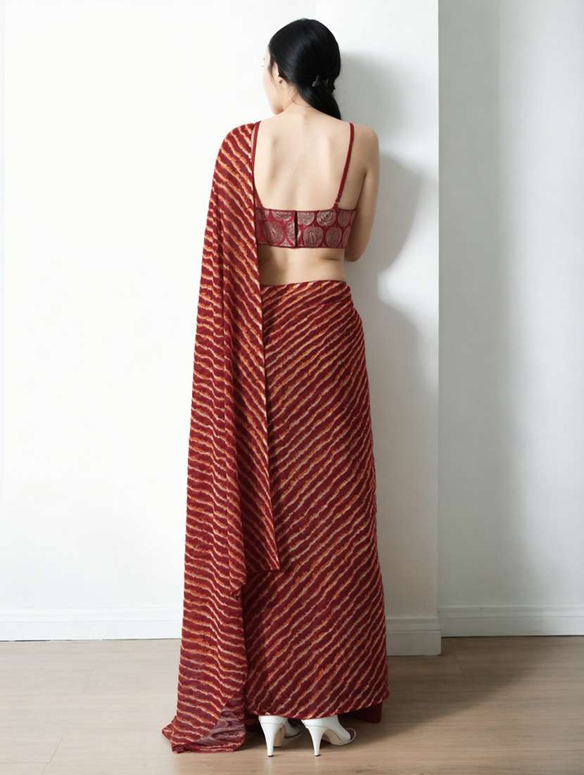 women printed ready to wear saree with blouse - 22074646 -  Standard Image - 1