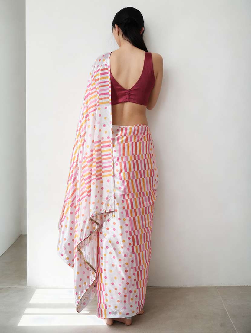 women printed ready to wear saree with blouse - 22074662 -  Standard Image - 1