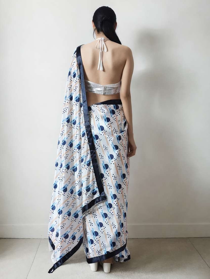 women geometric printed ready to wear saree with blouse - 22074669 - Standard Image - 1