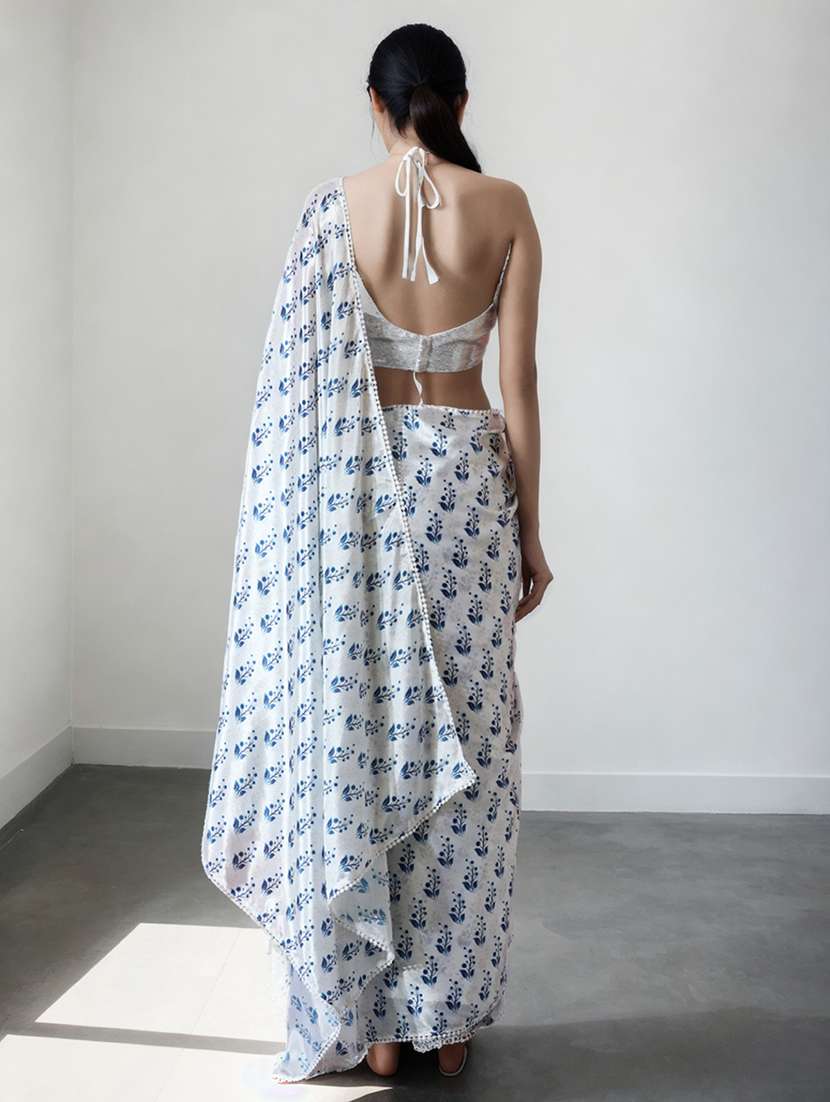 women printed ready to wear saree with blouse - 22074671 - Standard Image - 1