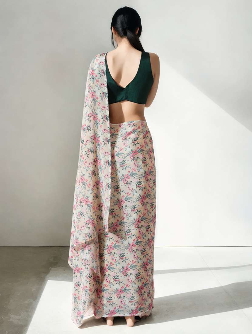 women floral printed ready to wear saree with blouse - 22074673 -  Standard Image - 1