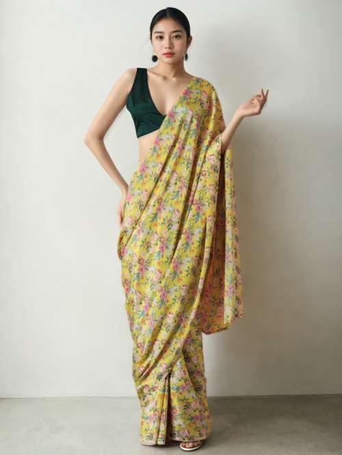women floral printed ready to wear saree with blouse - 22074674 -  Standard Image - 0