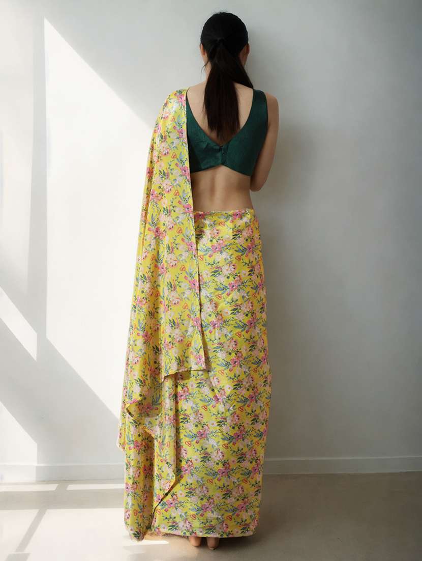 women floral printed ready to wear saree with blouse - 22074674 -  Standard Image - 1