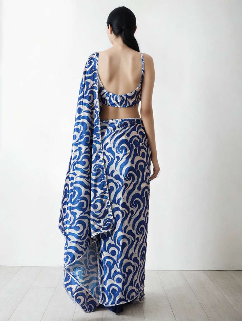 women printed ready to wear saree with blouse - 22074675 -  Standard Image - 1