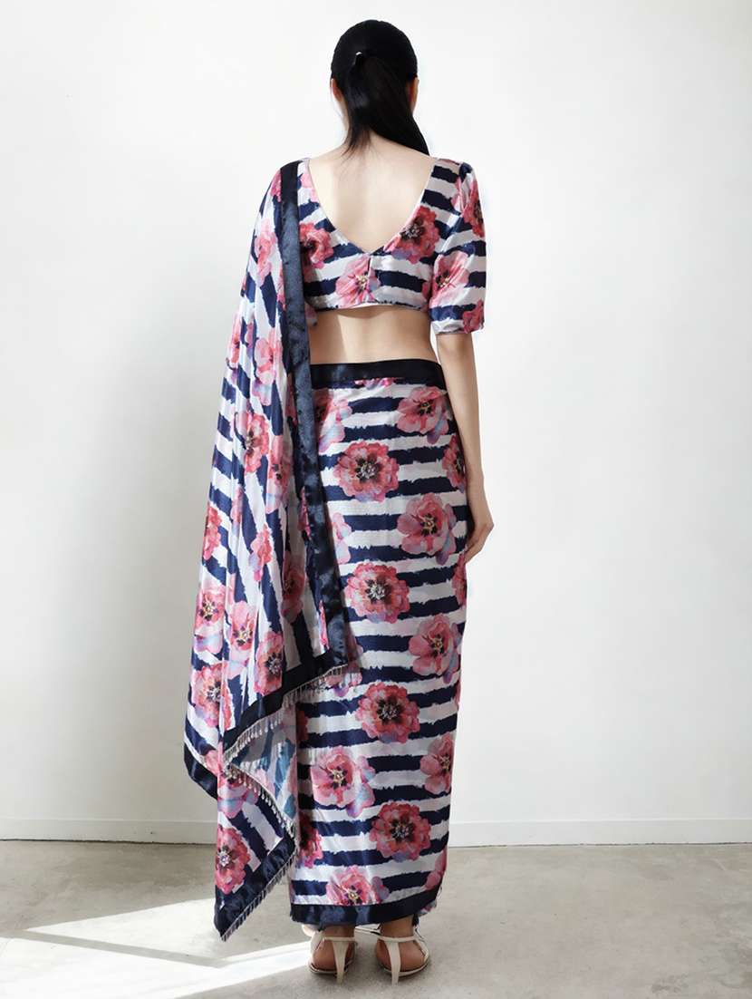 women floral printed ready to wear saree with blouse - 22074676 -  Standard Image - 1