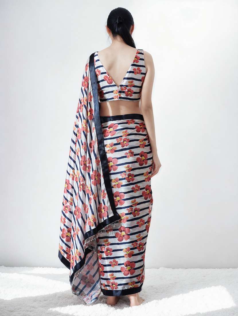 women floral printed ready to wear saree with blouse - 22074678 -  Standard Image - 1