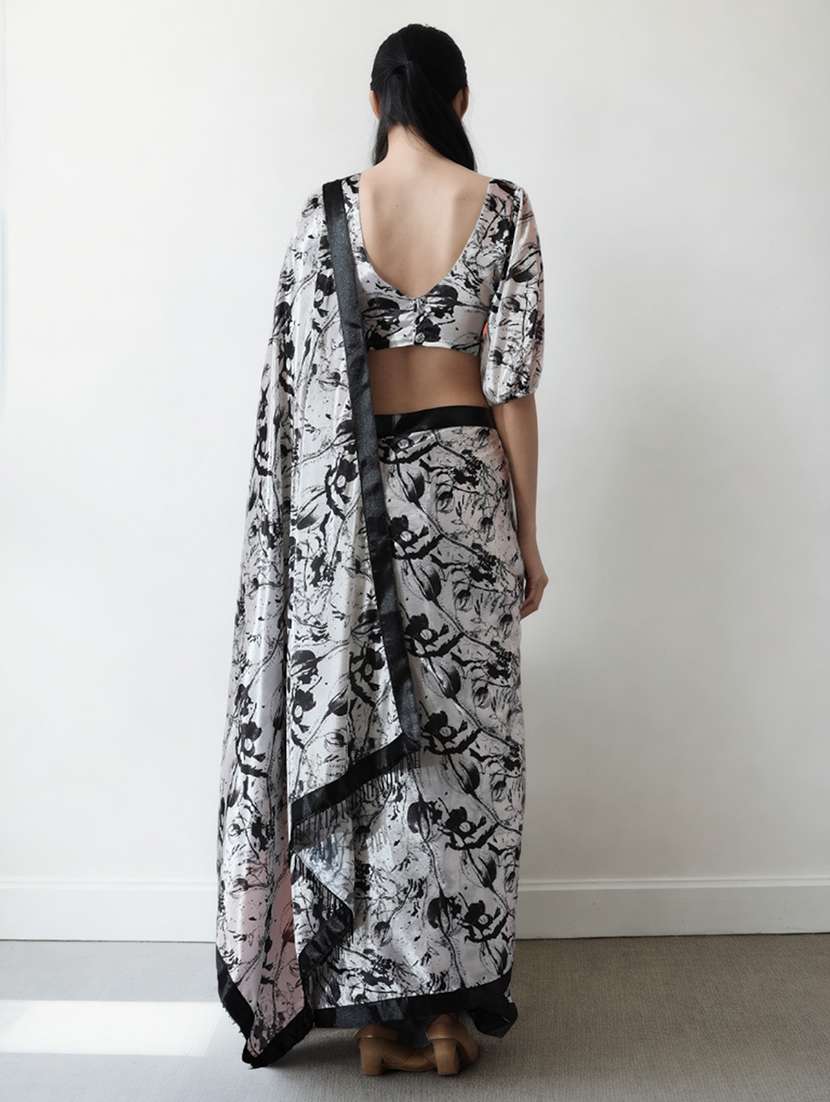 women printed ready to wear saree with blouse - 22074680 -  Standard Image - 1