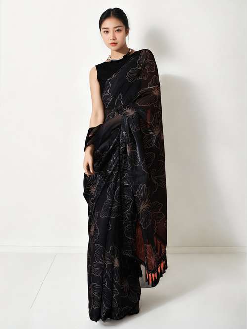 women floral printed ready to wear saree with blouse - 22074685 -  Standard Image - 0