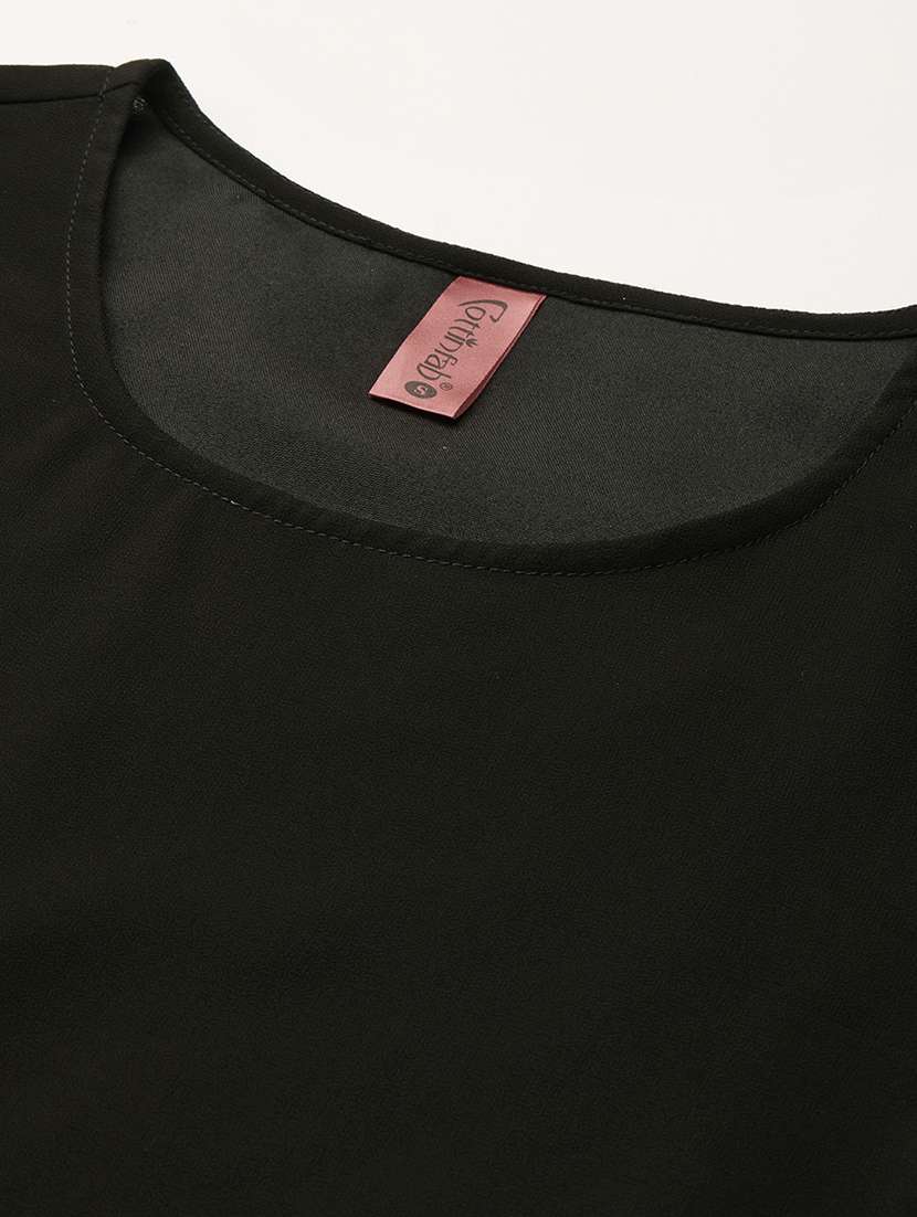 women solid round neck bell sleeve regular top - 22074695 - Standard Image - 4