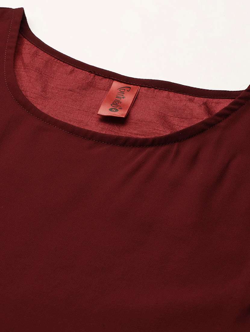 women solid round neck bell sleeve regular top - 22074697 - Standard Image - 4