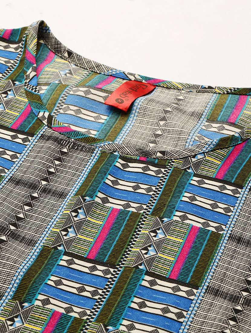 women printed round neck kimono sleeve top - 22074699 -  Standard Image - 4