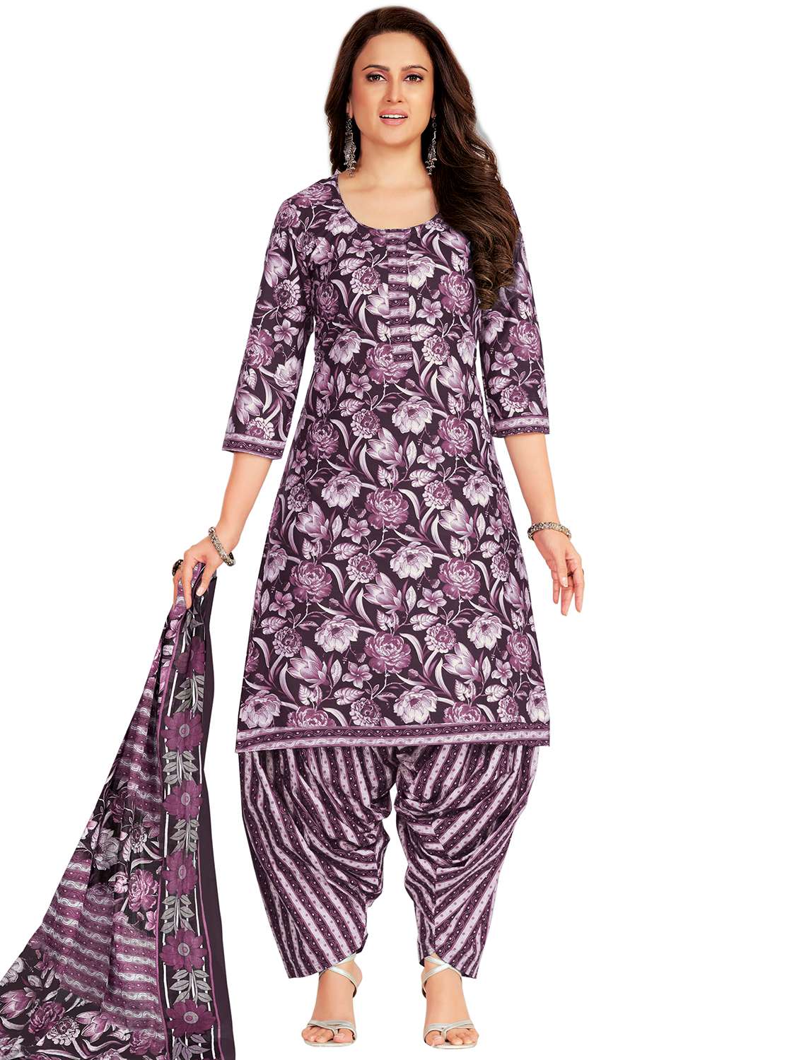 women floral printed unstitched salwar suit set