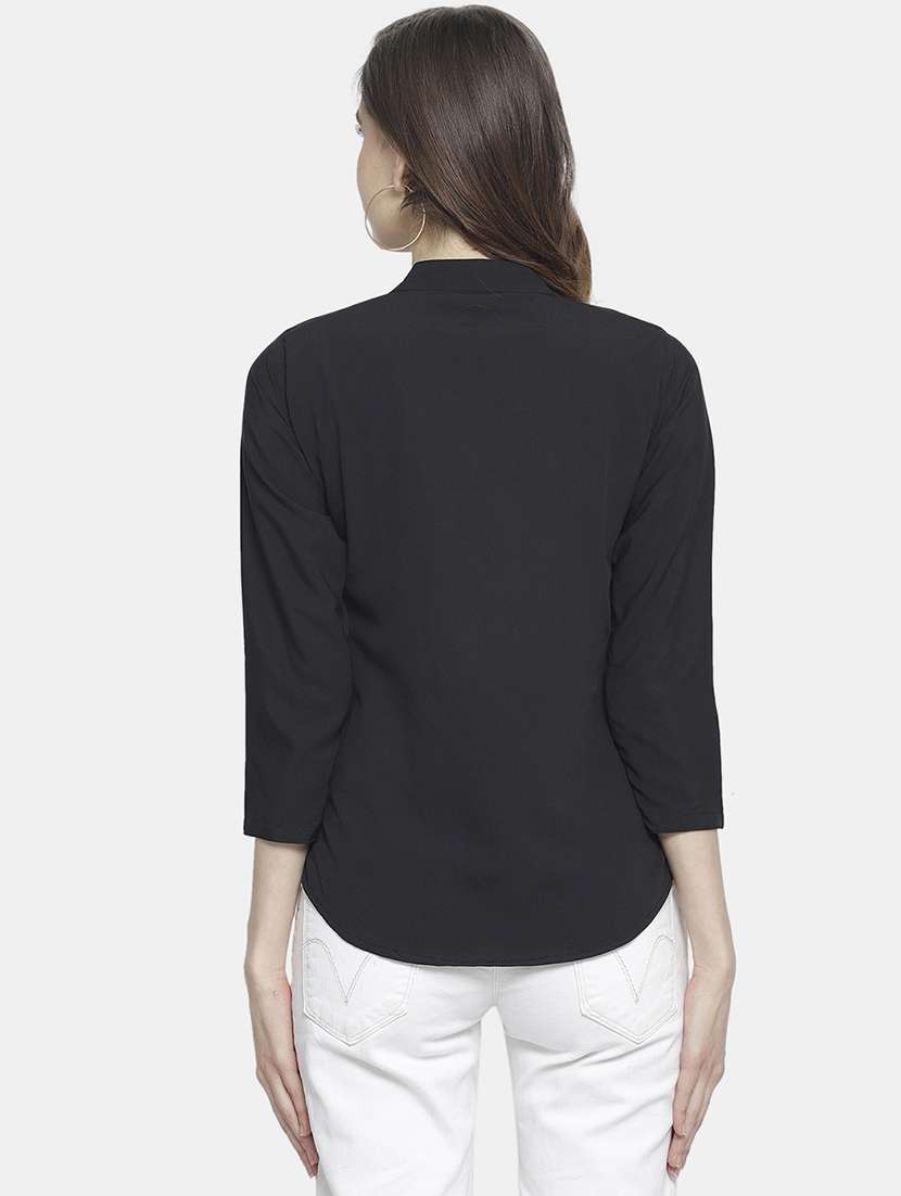 women slid mandarin neck regular top - 22074732 - Standard Image - 4