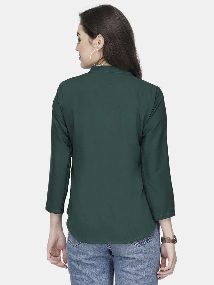 women solid mandarin neck regular top - 22074734 -  Standard Image - 4