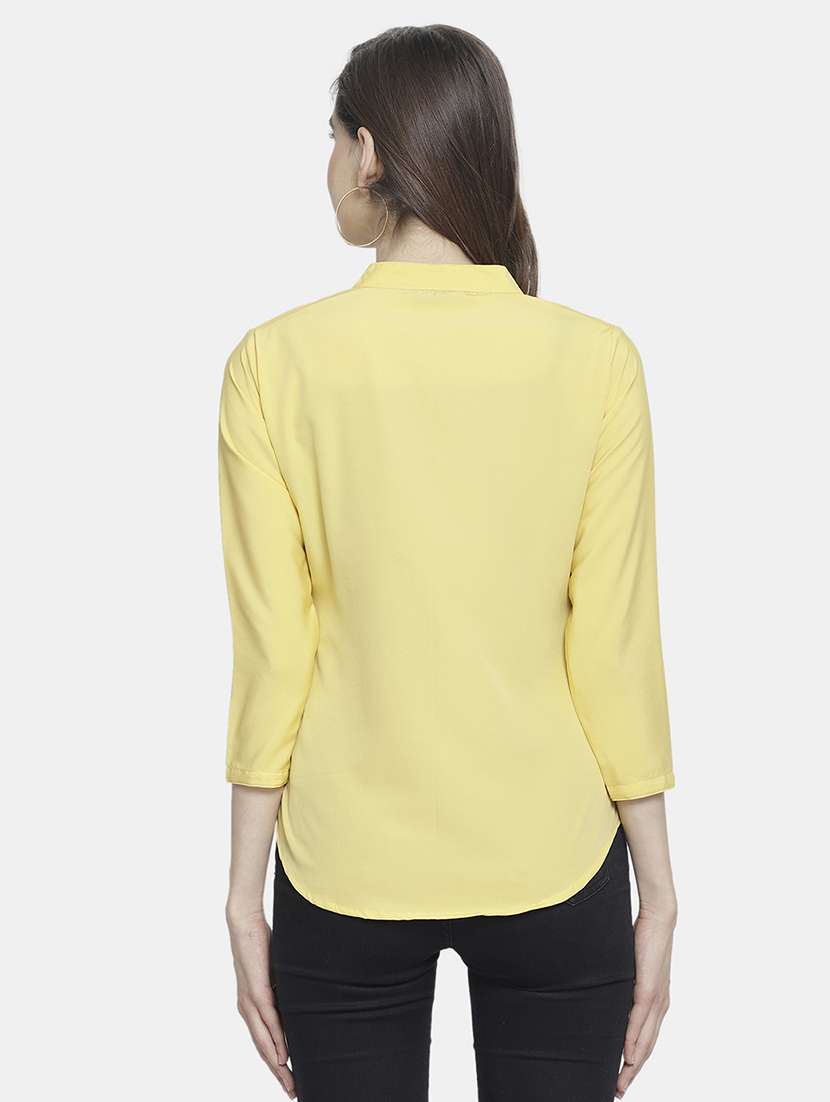 women solid mandarin neck regular top - 22074736 -  Standard Image - 4