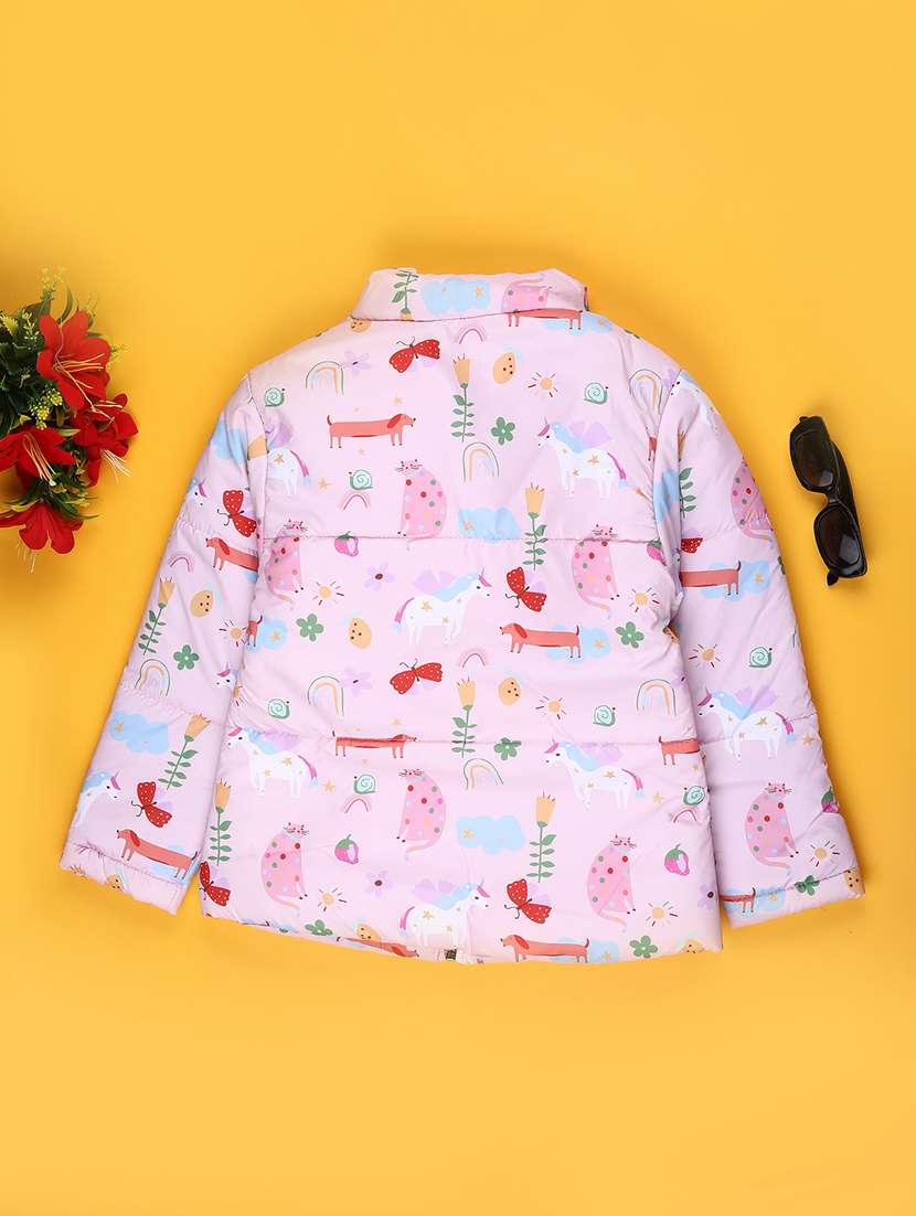 girls printed long sleeve quilted jacket - 22074738 -  Standard Image - 1