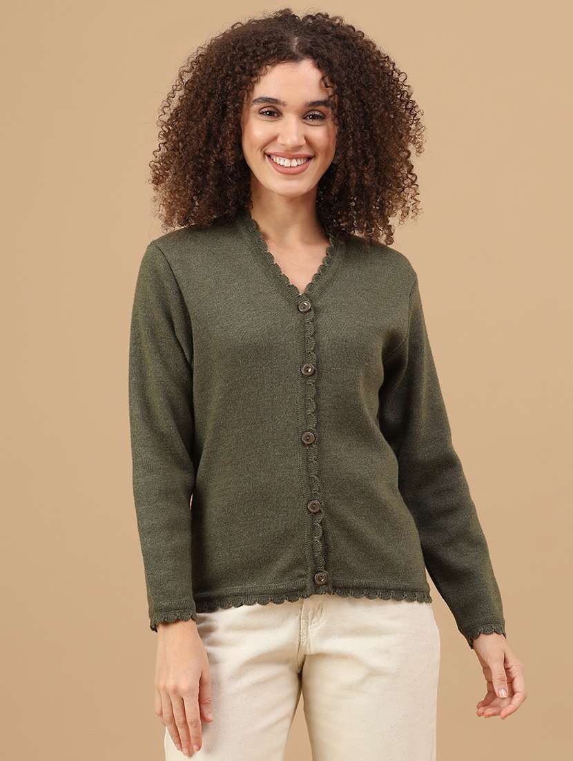 women solid long sleeve cardigan - 22074786 -  Standard Image - 1