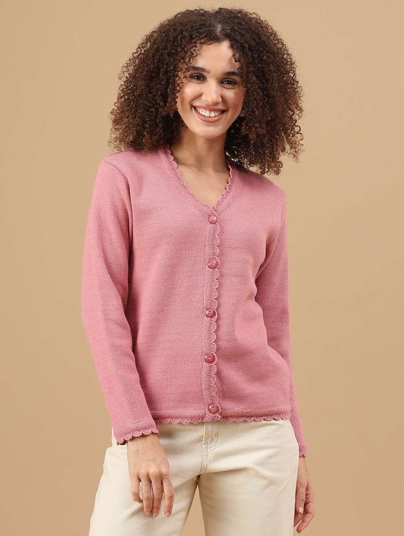 women solid long sleeve cardigan - 22074787 -  Standard Image - 1