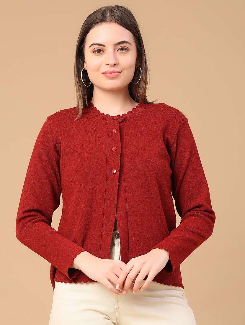 women solid long sleeve cardigan - 22074788 -  Standard Image - 1