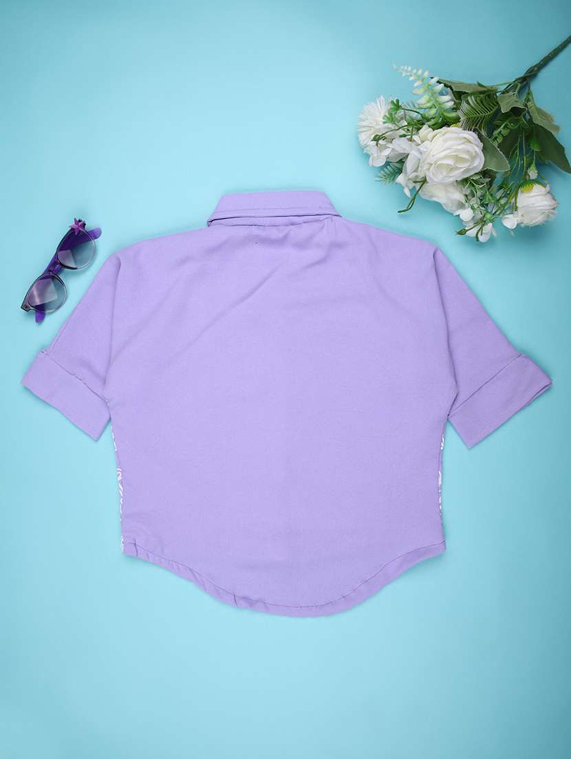 girls solid with work short sleeve top - 22074879 -  Standard Image - 1