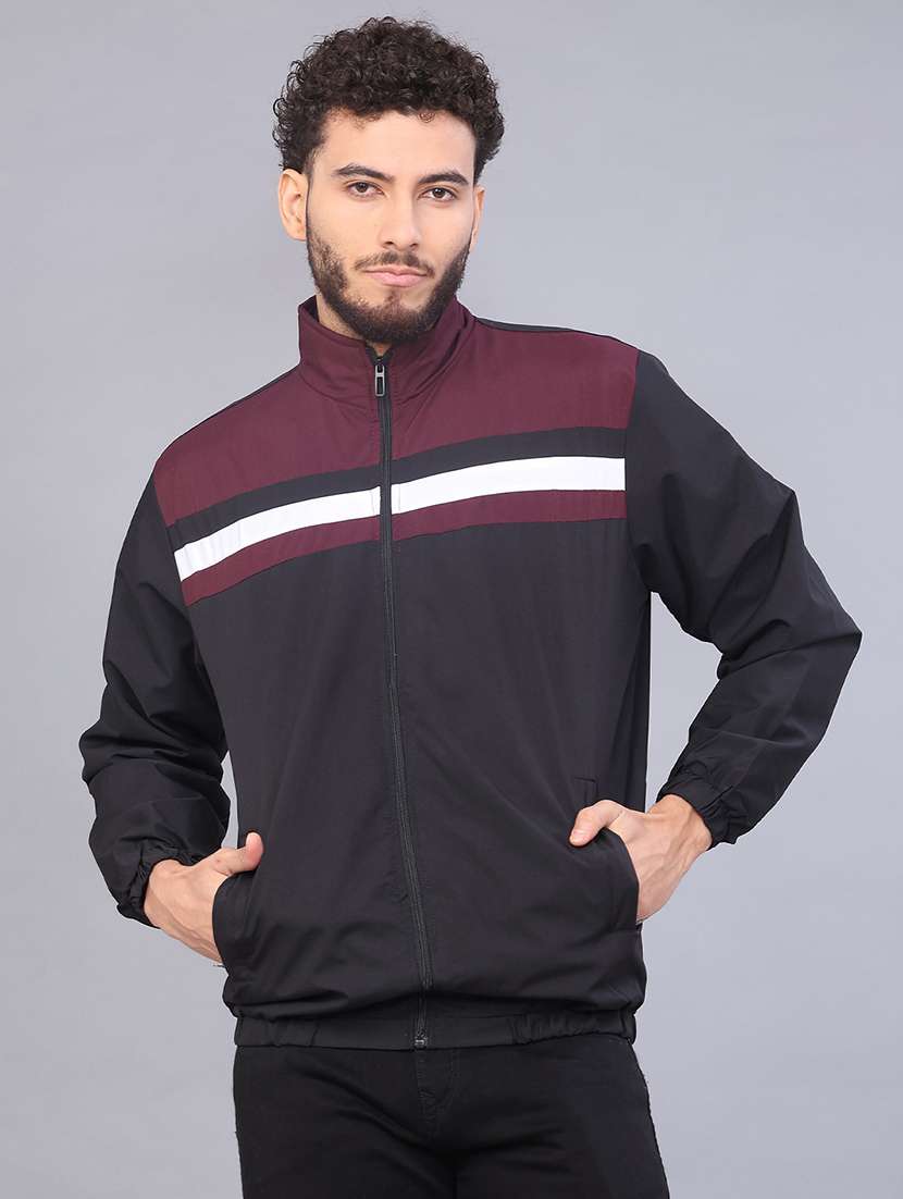 men color block long sleeve regular fit casual jacket - 22074935 -  Standard Image - 1