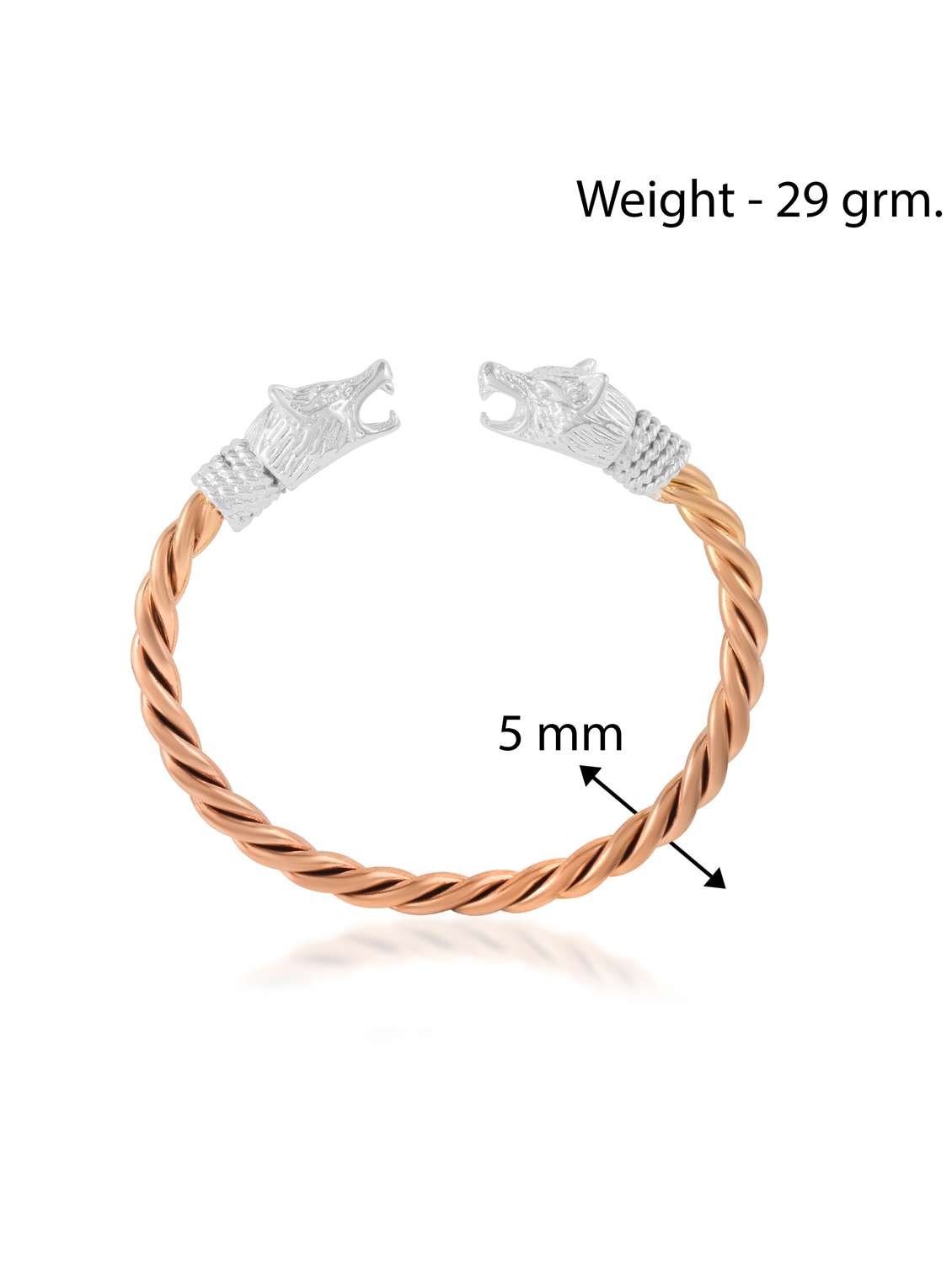 brass rose gold plated silver head kada  - 22075177 -  Standard Image - 4