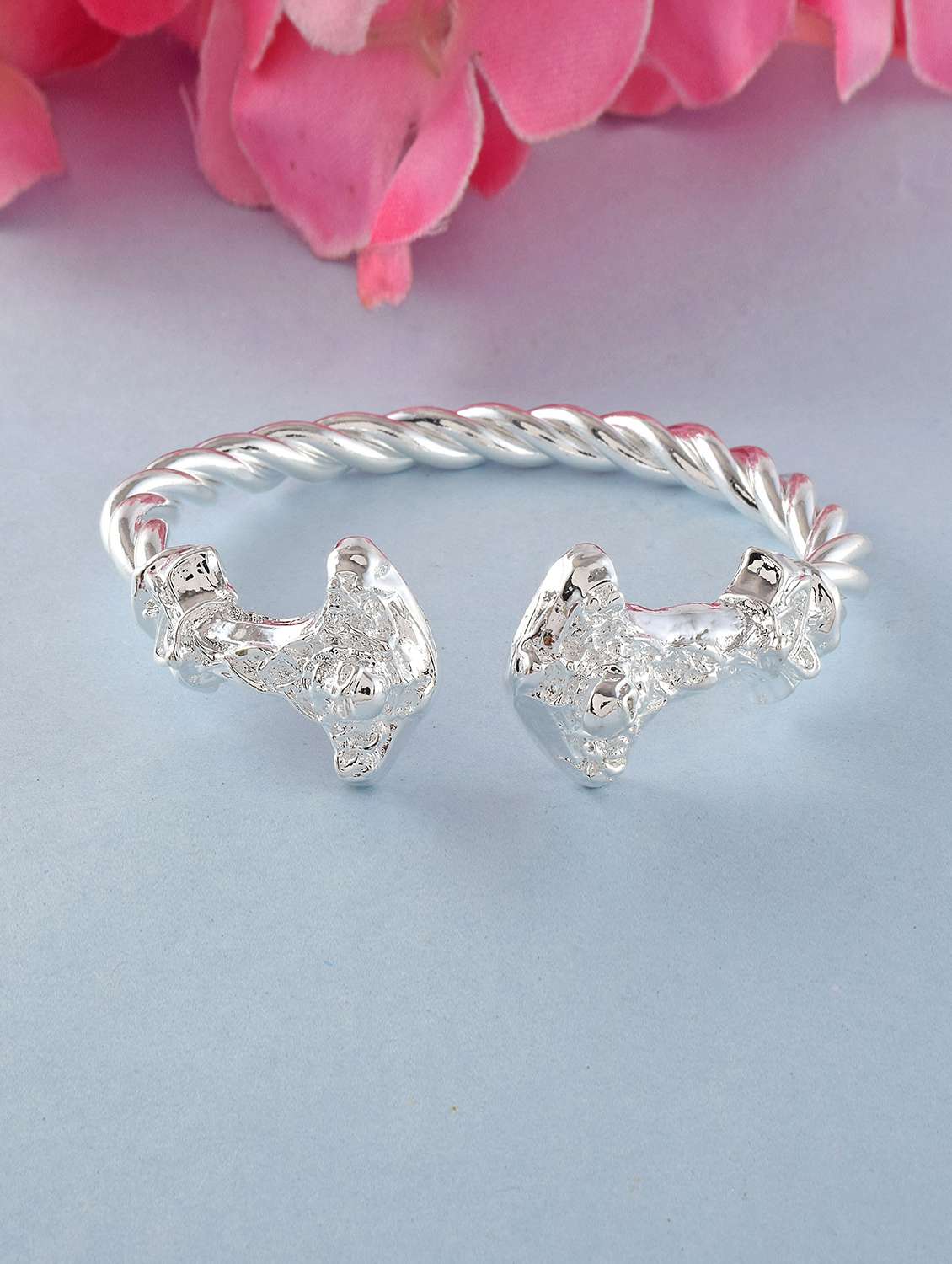 brass anti tarnish silverplated satan skull head kada - 22075179 -  Standard Image - 1