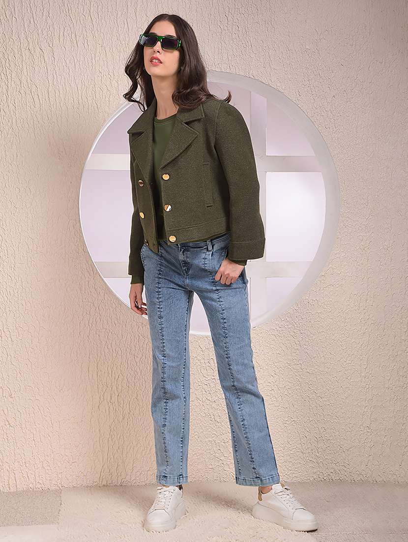 women solid lapel collar double breasted coat - 22075347 -  Standard Image - 6