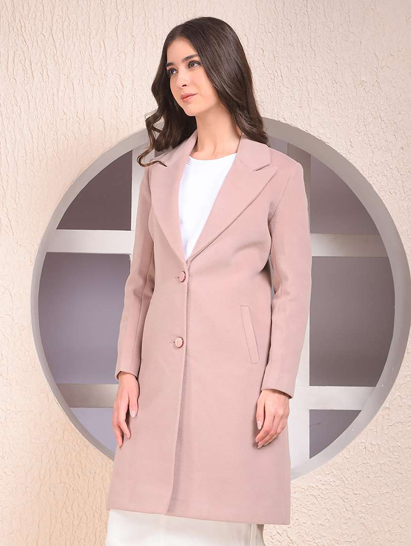 women solid lapel collar long sleeve trench coat - 22075348 -  Standard Image - 1