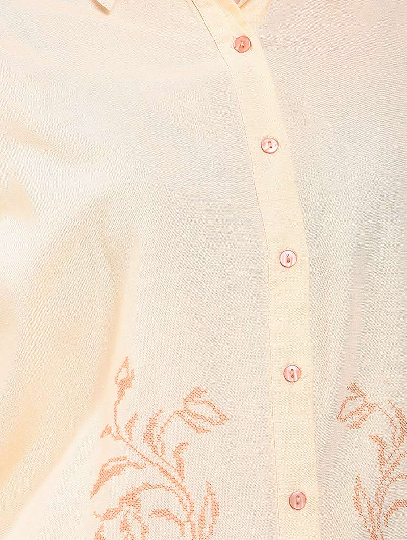 women embroidered collared long sleeve shirt - 22075380 - Standard Image - 4