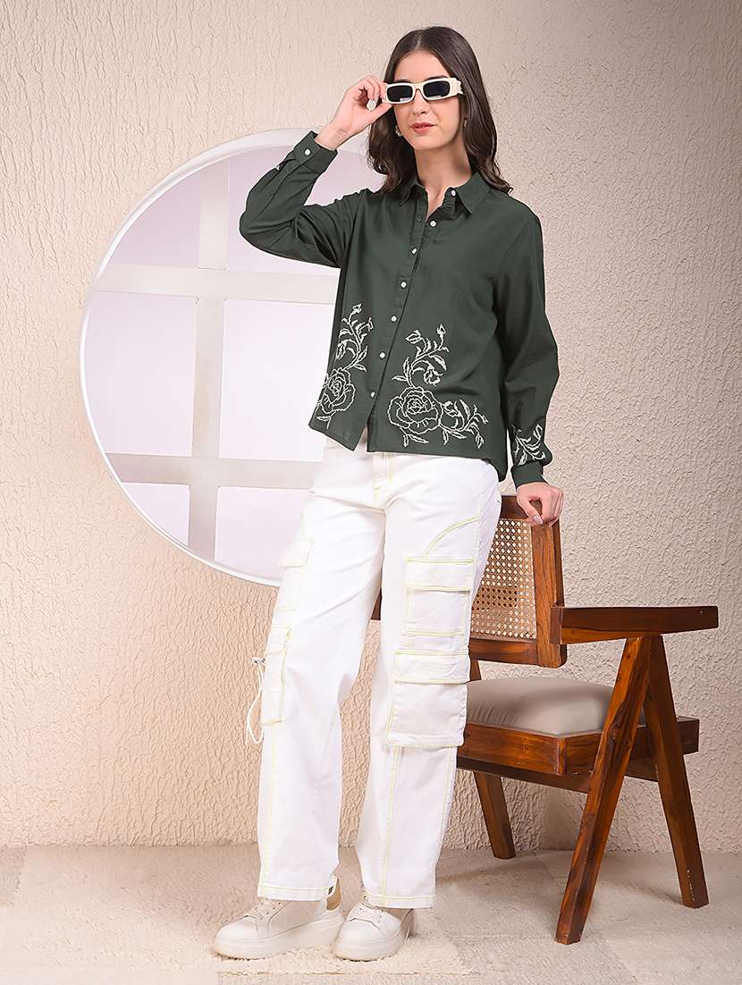 women embroidered long sleeve collared shirt - 22075381 -  Standard Image - 4