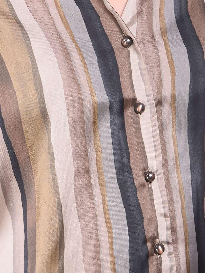 women printed collared long sleeve shirt - 22075385 - Standard Image - 4