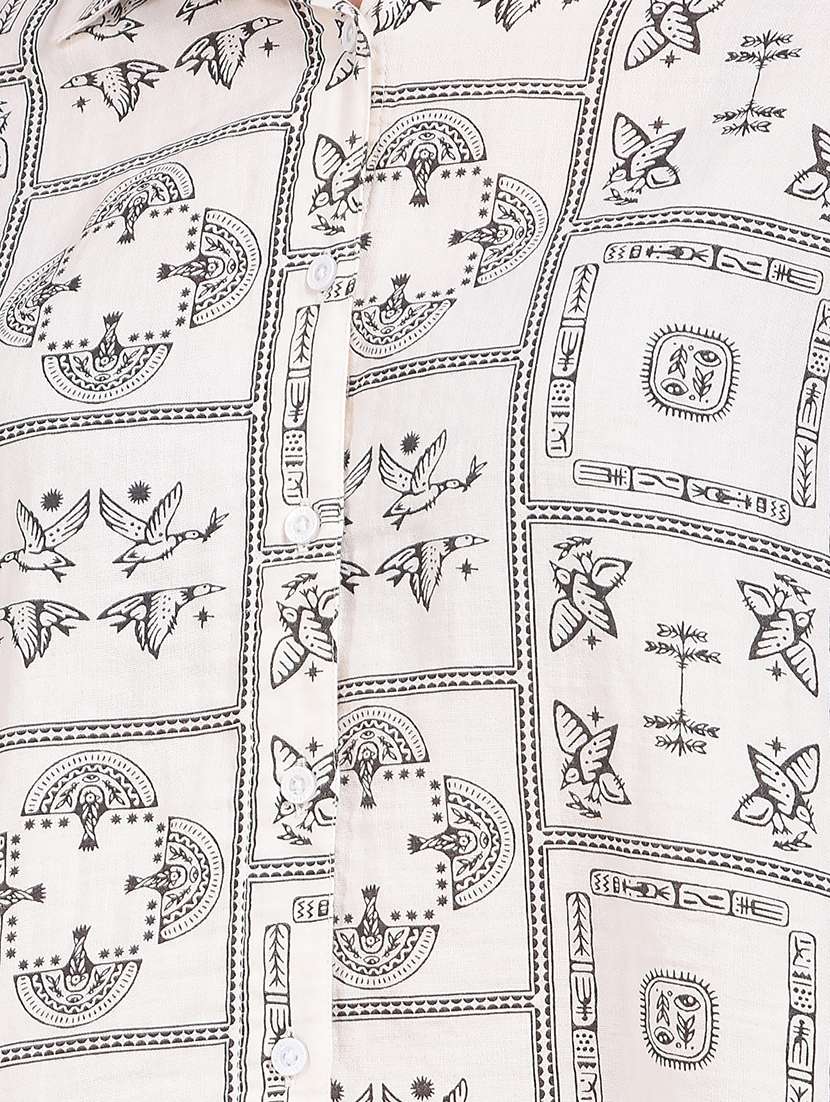 women printed collared long sleeve shirt - 22075387 -  Standard Image - 4