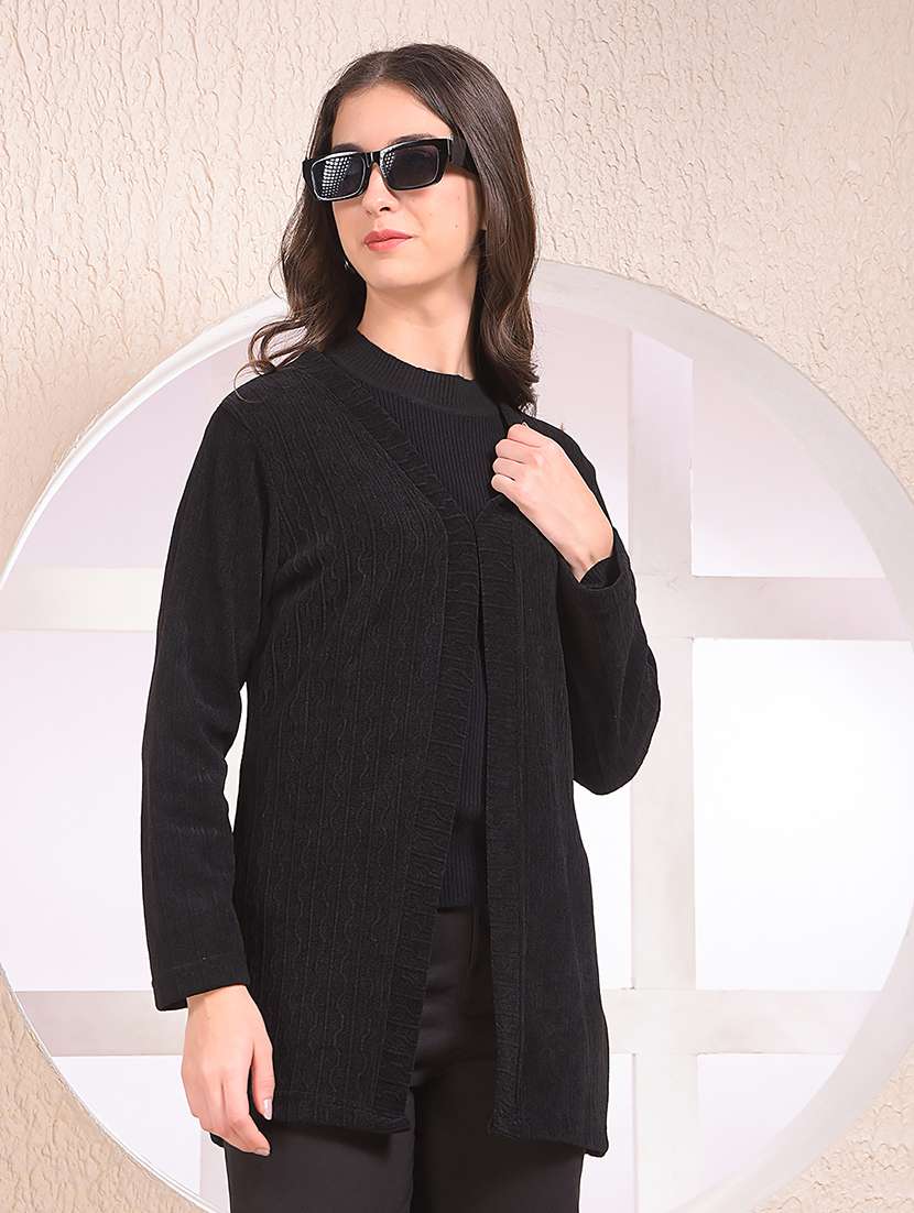 women black solid long sleeve shrug - 22075391 - Zoom Image - 0