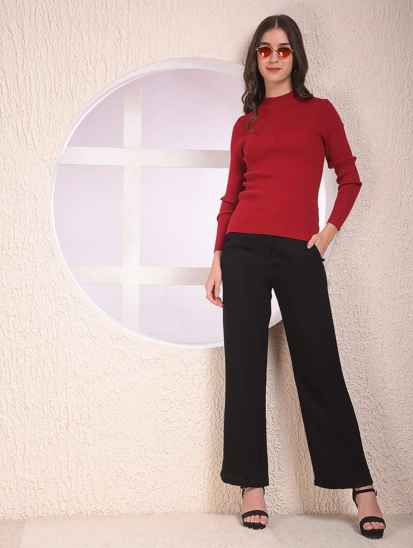 women maroon solid long sleeve pullover - 22075395 -  Standard Image - 4
