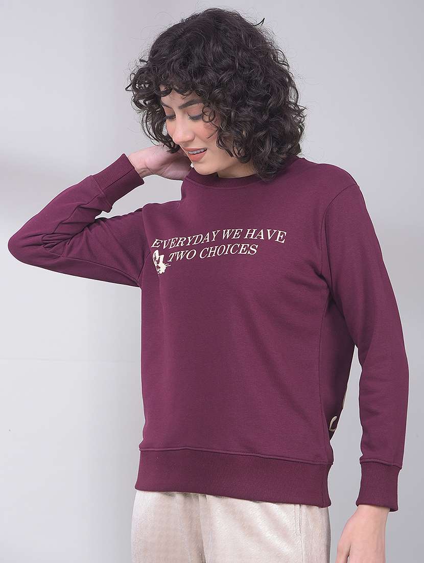 women printed round neck long sleeve sweatshirt - 22075413 -  Standard Image - 1